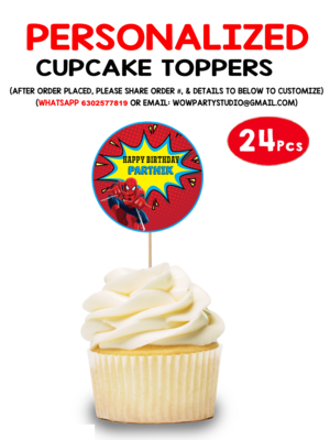 Spiderman Cupcake Topper (24 Pcs)