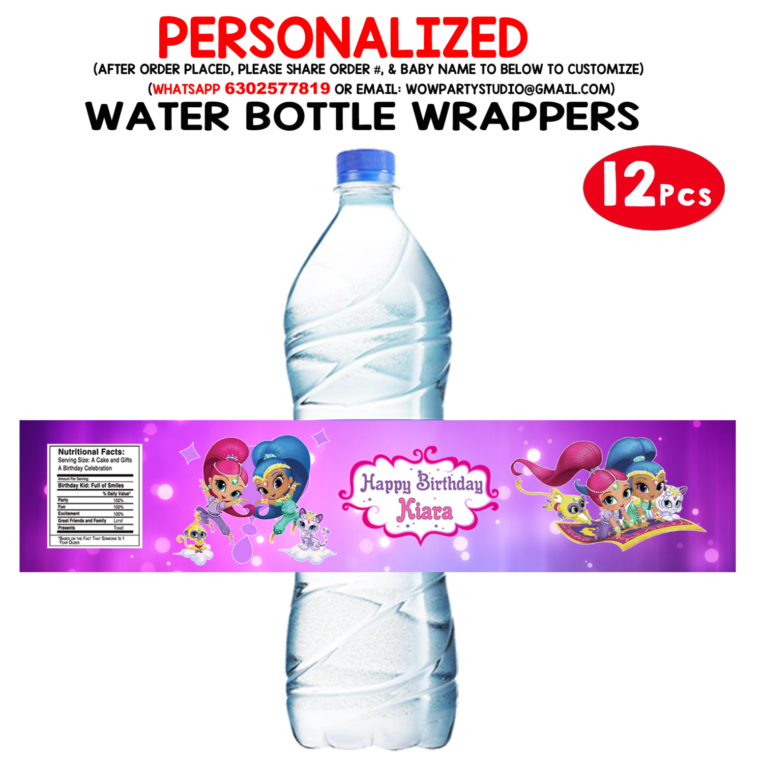 Shimmer &amp; Shine Water Bottle Wrappers (10Pcs)