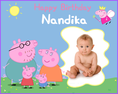 Peppa Pig Backdrop / Background Banner With Baby Picture  (4ft x 5ft)