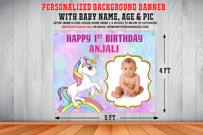 Unicorn Backdrop / Background Pic Banner (4ft x 5ft)