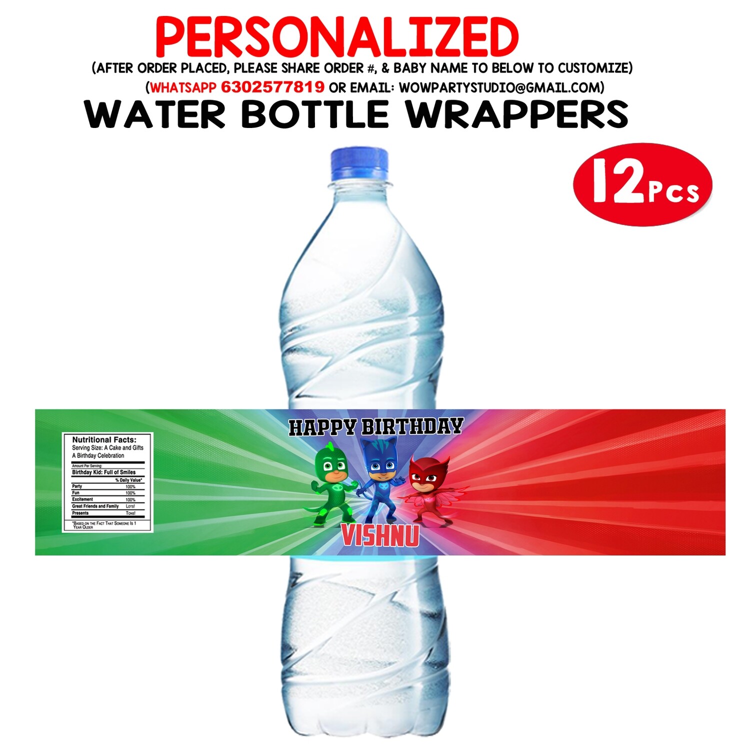 PJ Masks Water Bottle Wrappers (10Pcs)