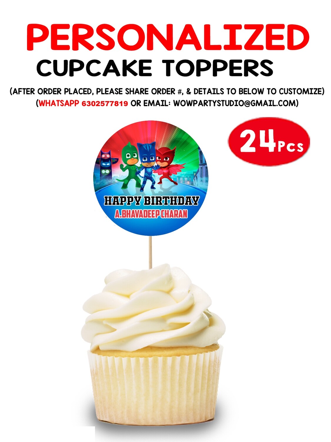 PJ Masks - Cupcake Topper (24 Pcs)