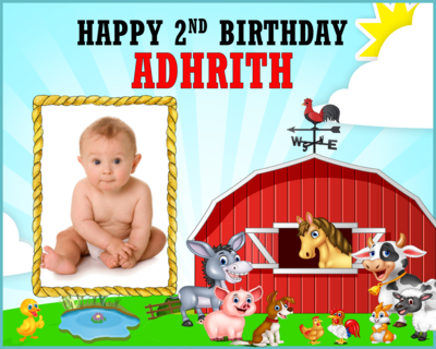 Farm Animals Background Banner With Baby Picture  (4ft x 5ft)