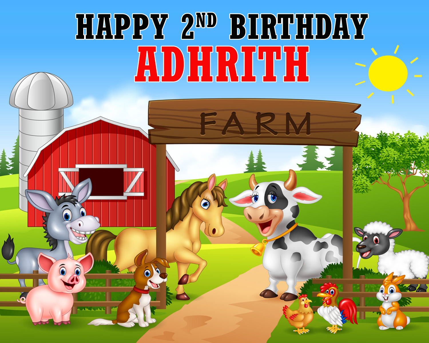 Farm Animals Backdrop / Background Banner (4ft x 5ft)