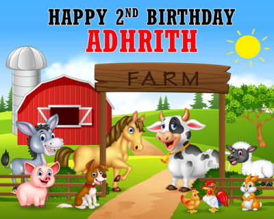 Farm Animals Backdrop / Background Banner (4ft x 5ft)