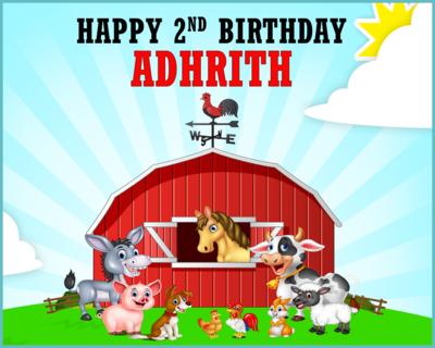Farm Animals Backdrop / Background Banner (4ft x 5ft)