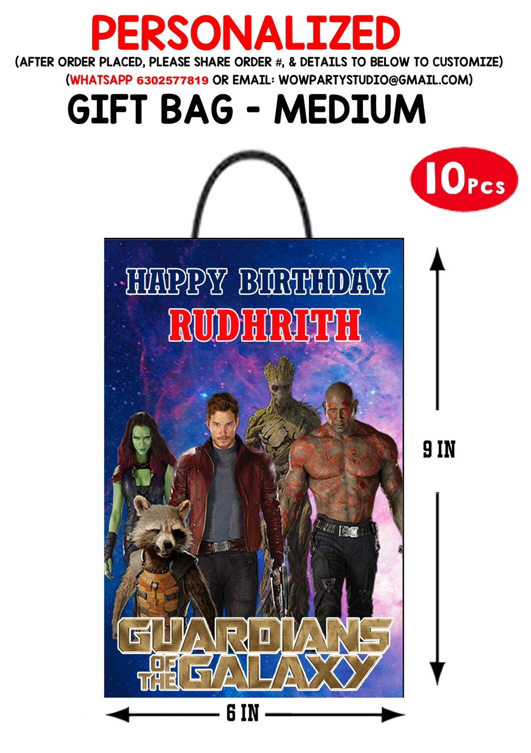 Guardians Of The Galaxy Theme Gift Bag - Medium (10 Pcs)