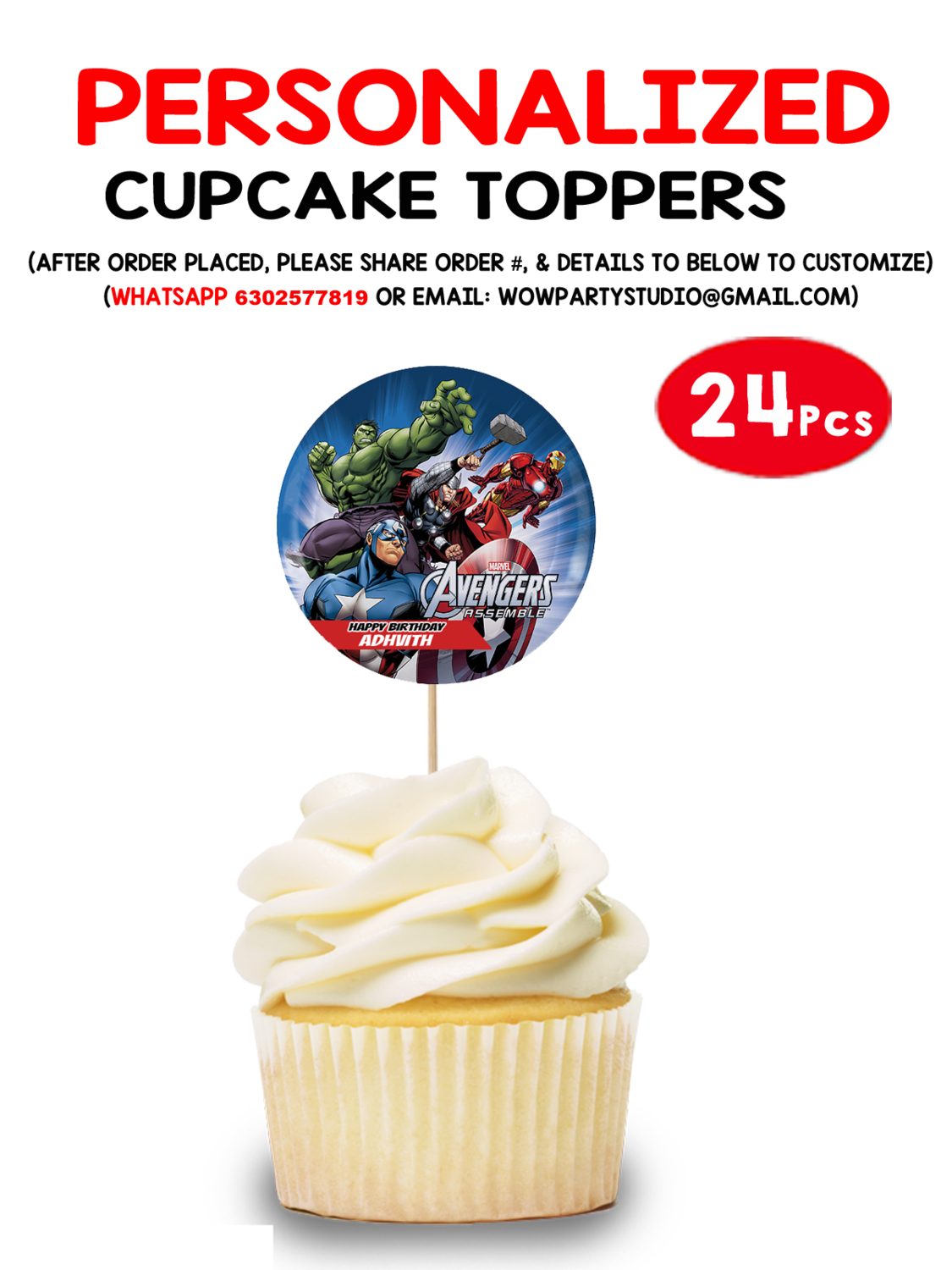 Avengers Cupcake Topper (24 Pcs)