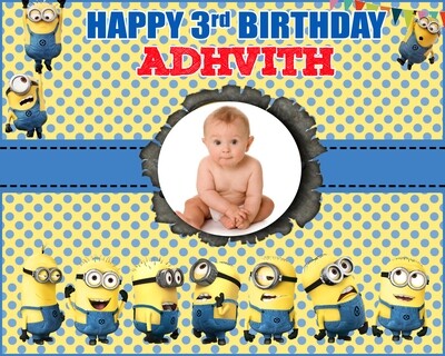 Minion Background Banner With Baby Picture  (4ft x 5ft)
