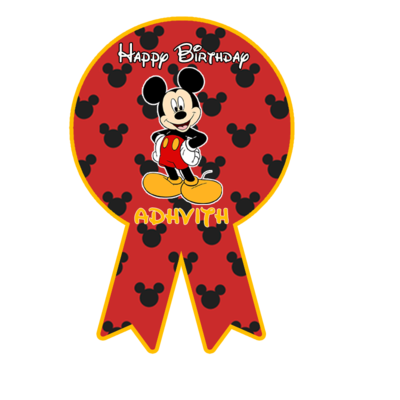 Micky Mouse Theme Birthday Badges (10 Pcs)