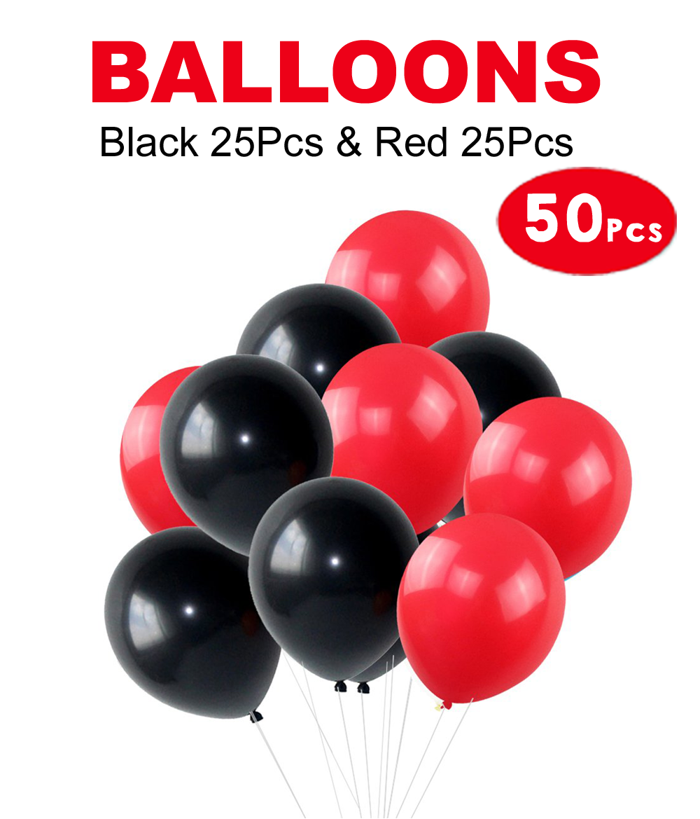 Balloons Red &amp; Black - 50Pcs