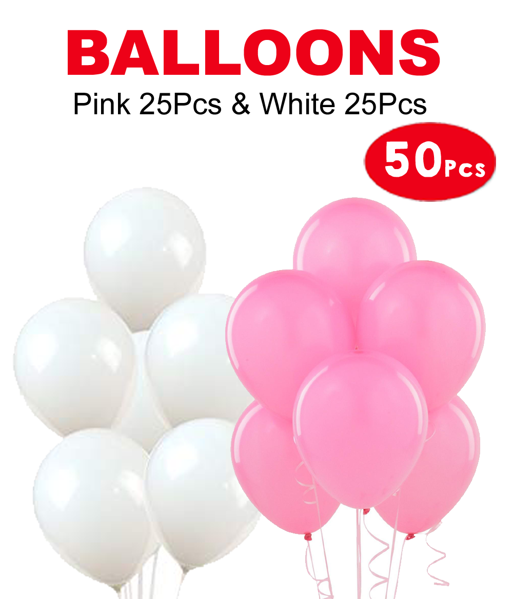 Balloons Pink &amp; White - 50Pcs