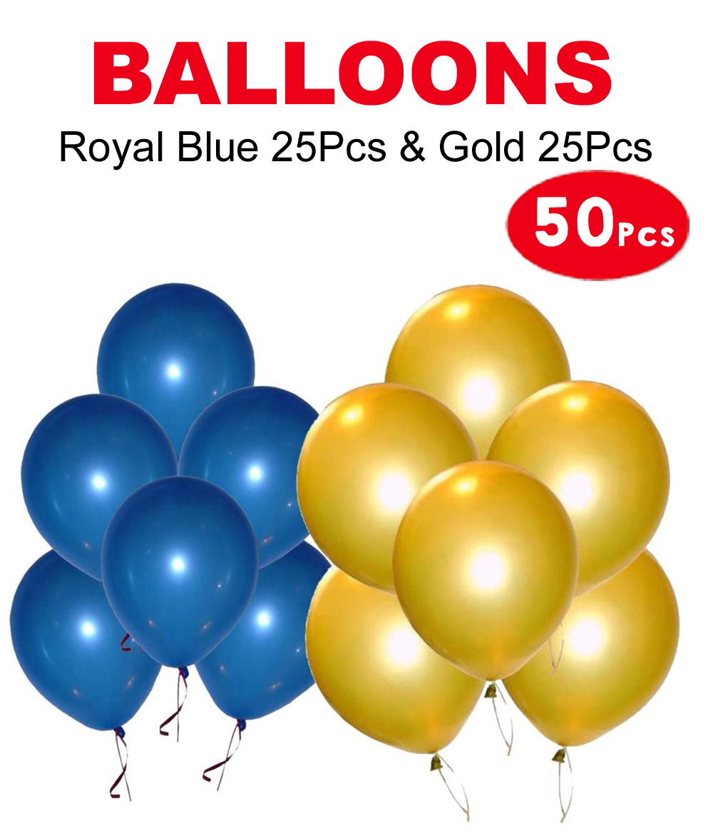 Balloons Royal Blue &amp; Gold - 50Pcs