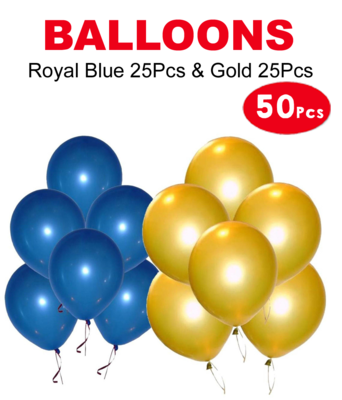 Balloons Royal Blue & Gold - 50Pcs