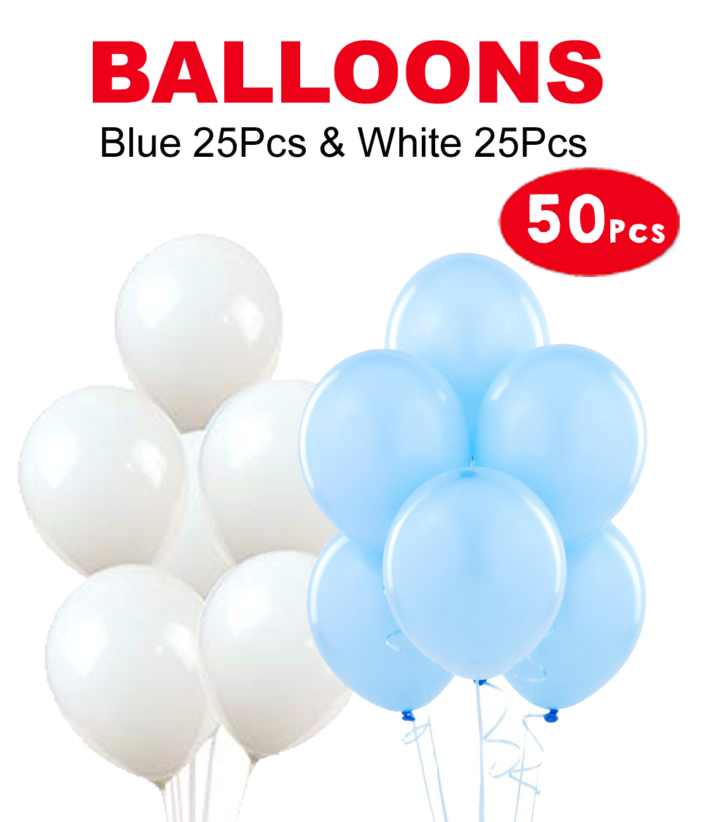 Balloons Blue & White - 50Pcs