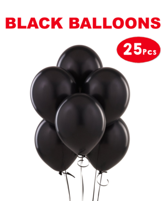 Black Latex Balloons - 25Pcs