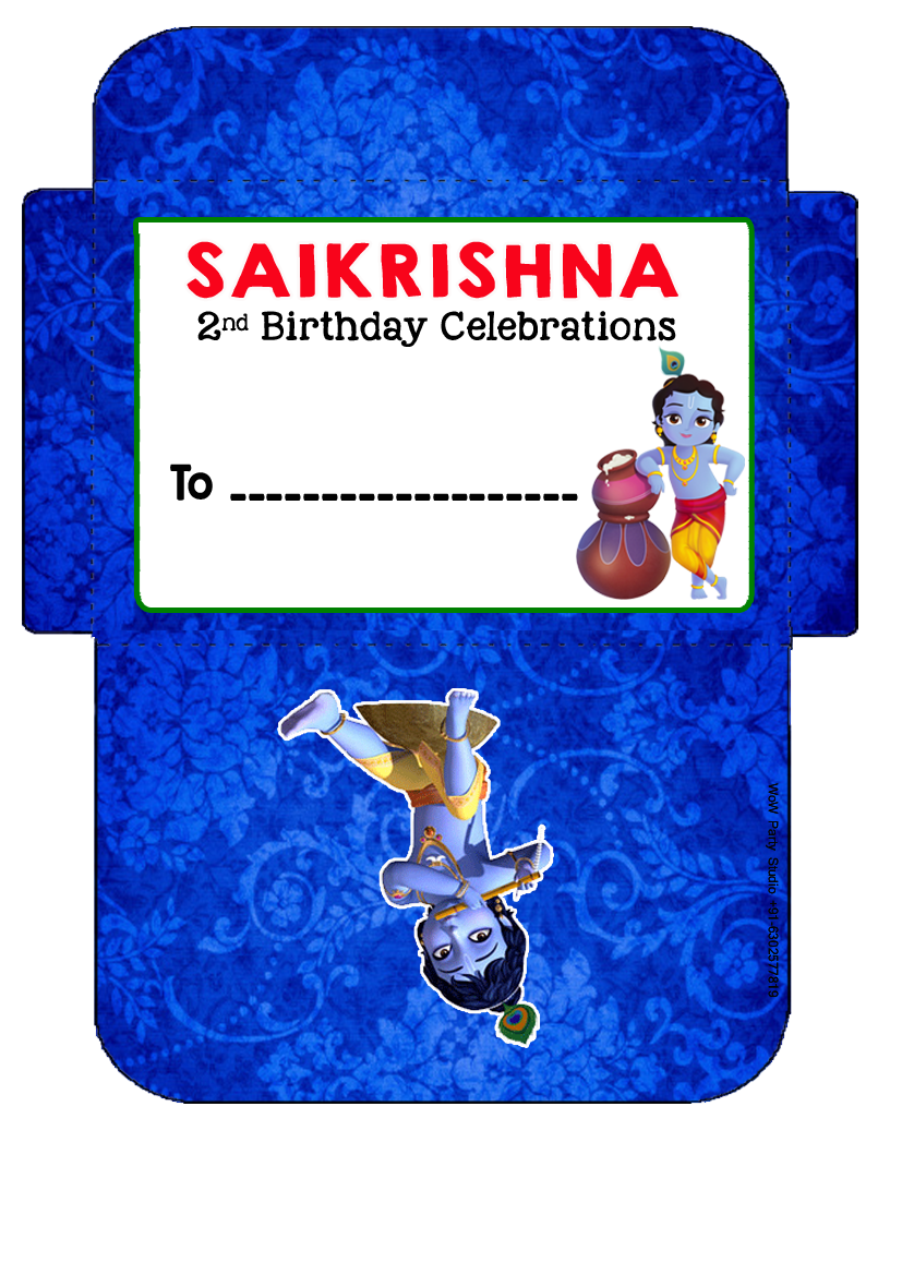 Little Krishna Invitation Card Envelopes (16 Pcs)