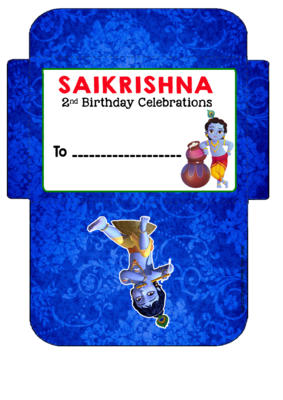 Little Krishna Invitation Card Envelopes (16 Pcs)
