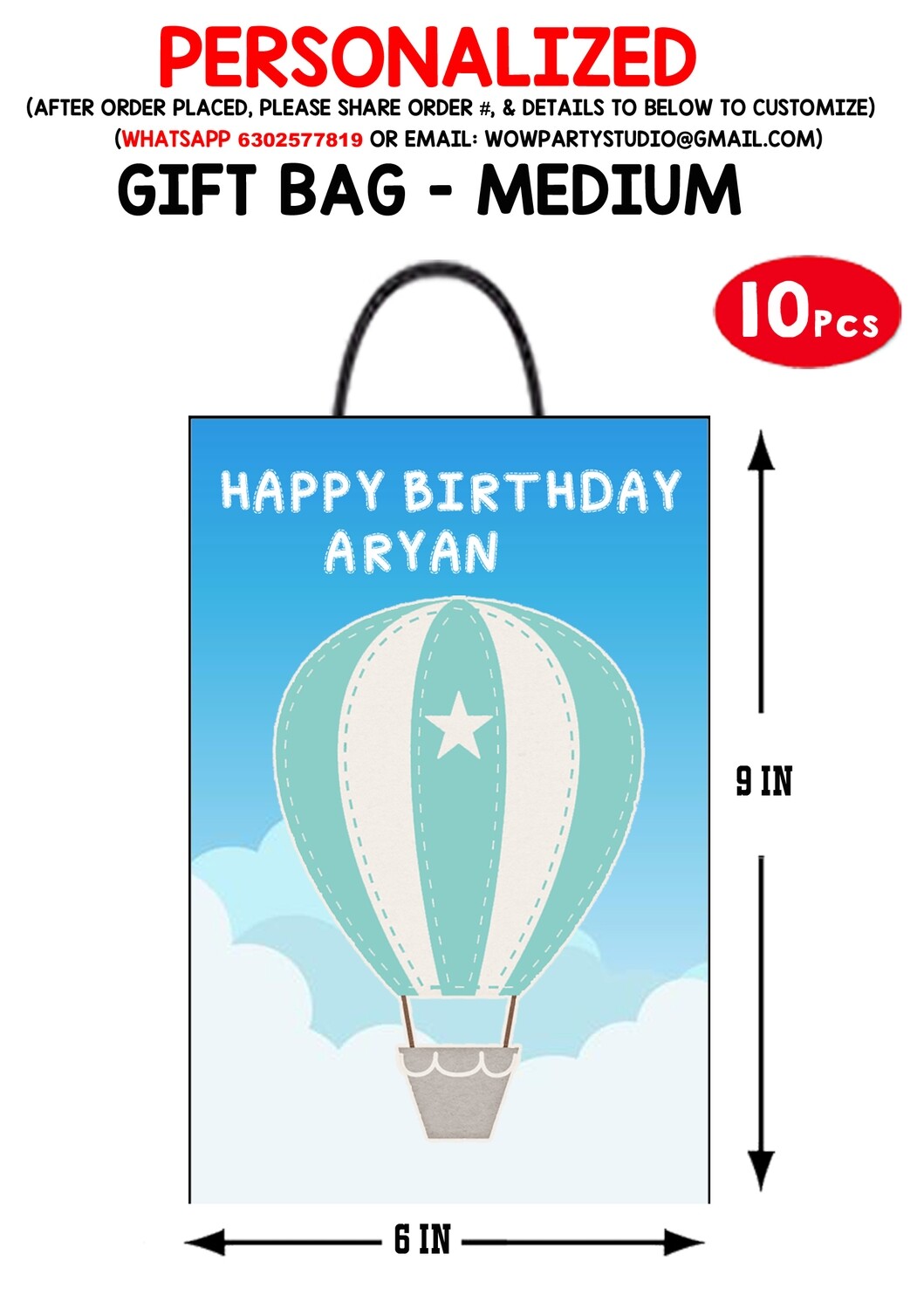 Hot Air Balloon - Gift Bag Medium (10 Pcs)