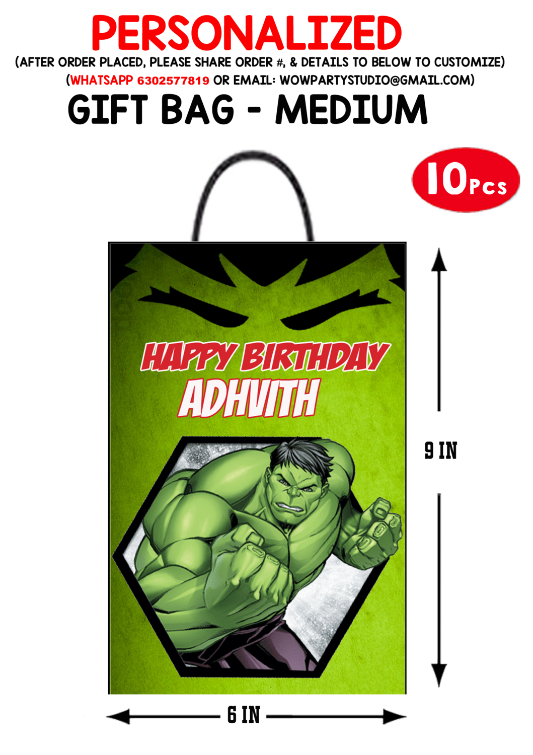 Hulk - Gift Bag Medium (10 Pcs)