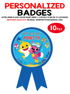 Baby Shark Theme Badges (10 Pcs)