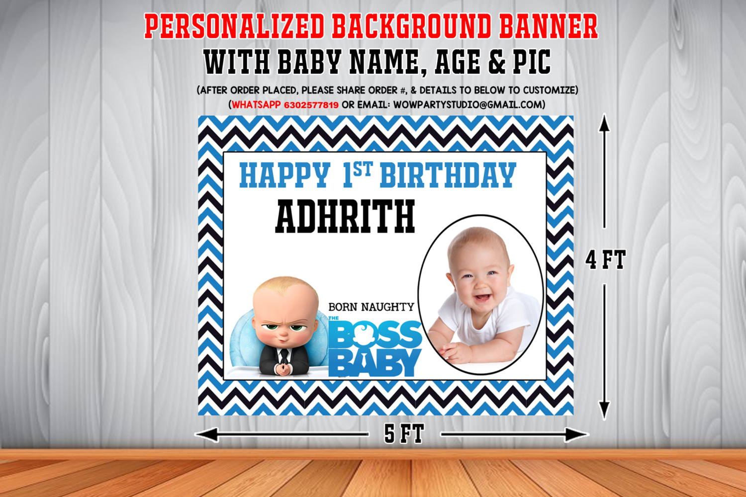 Boss Baby Backdrop / Background Pic Banner (4ft x 5ft)
