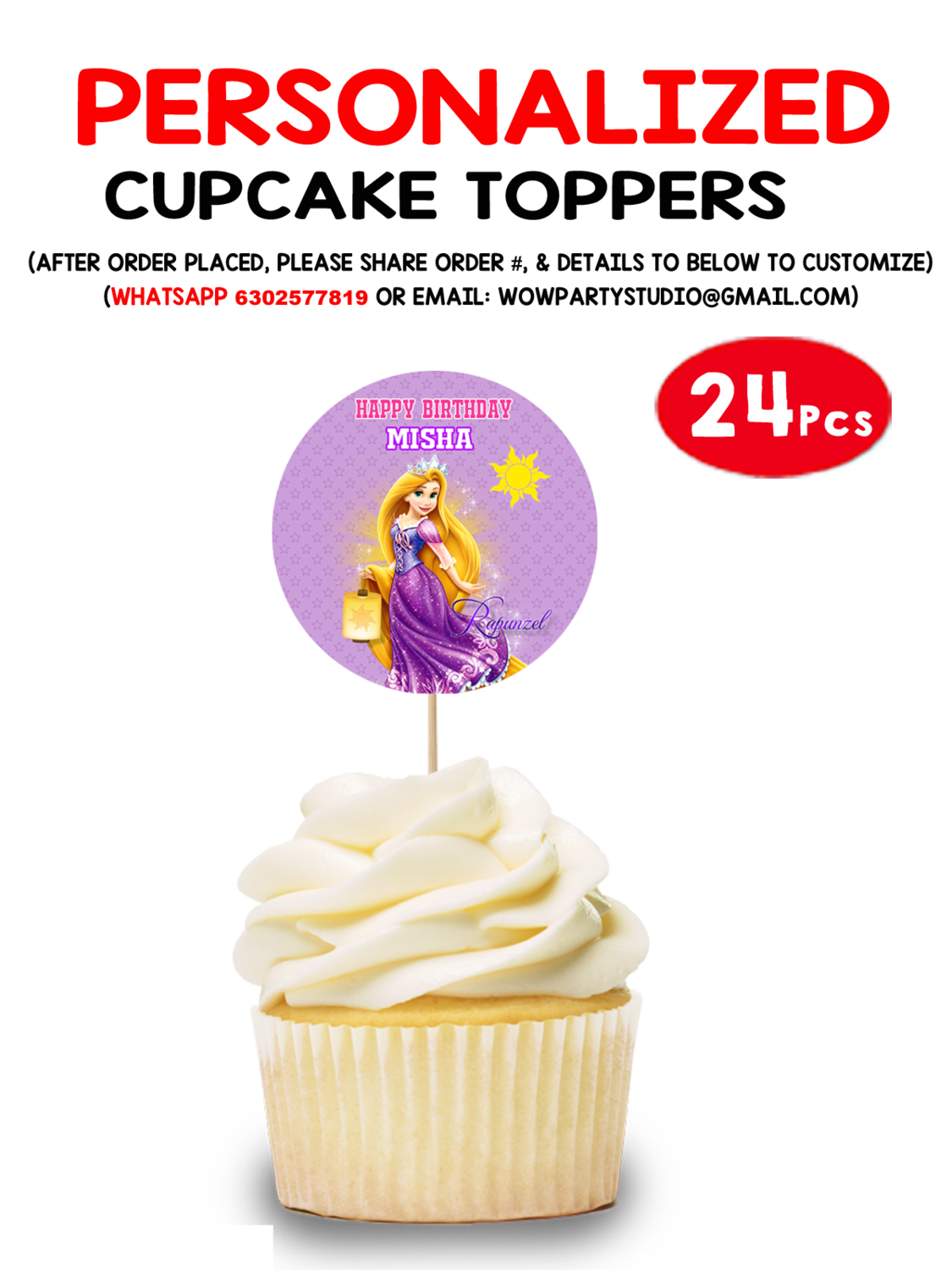Rapunzel - Cupcake Topper (24 Pcs)