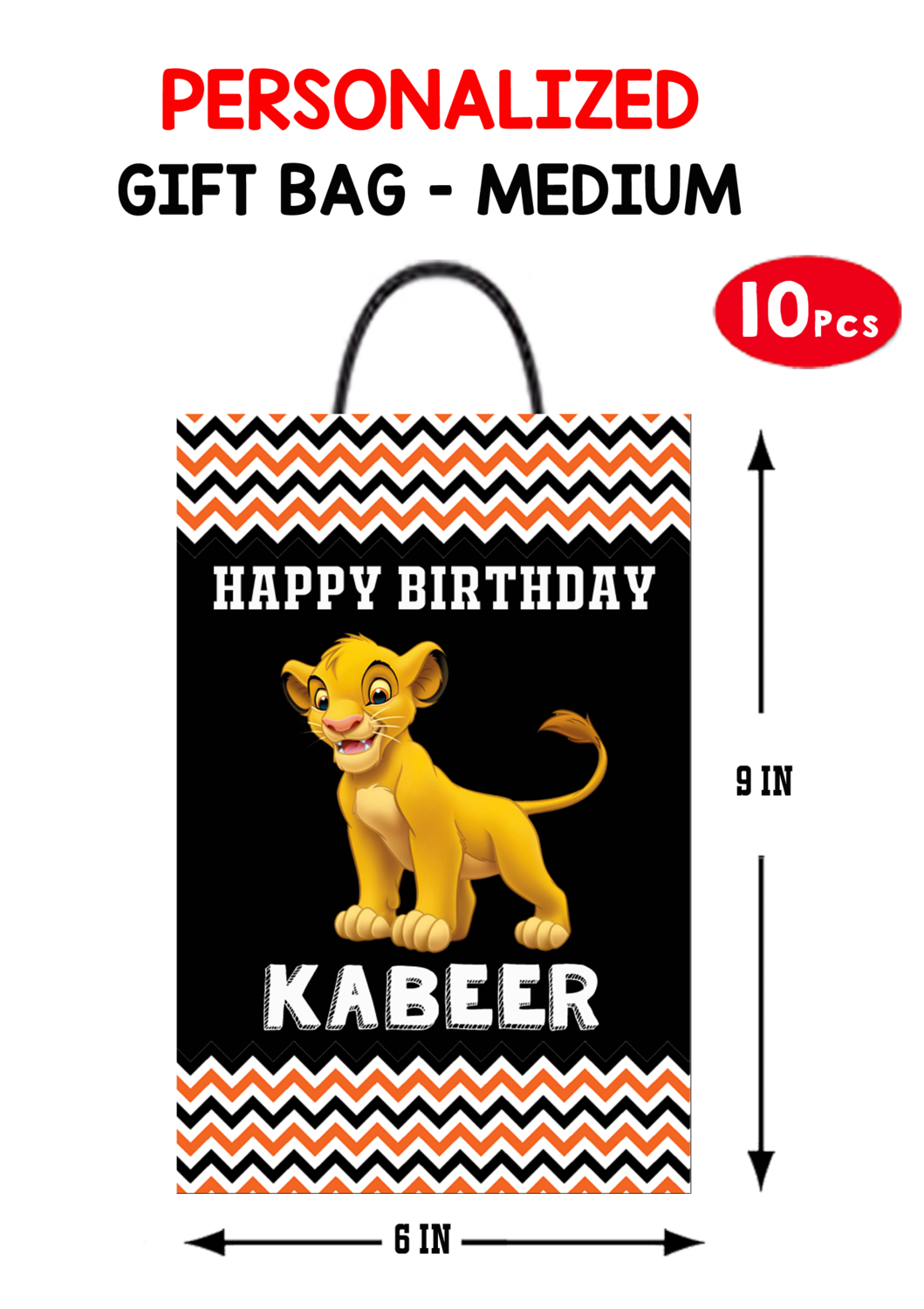 Simba - Lion King Theme Gift Bag Medium (10 Pcs)