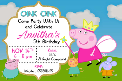Peppa Pig -  Invitation Cards (16 Pcs)