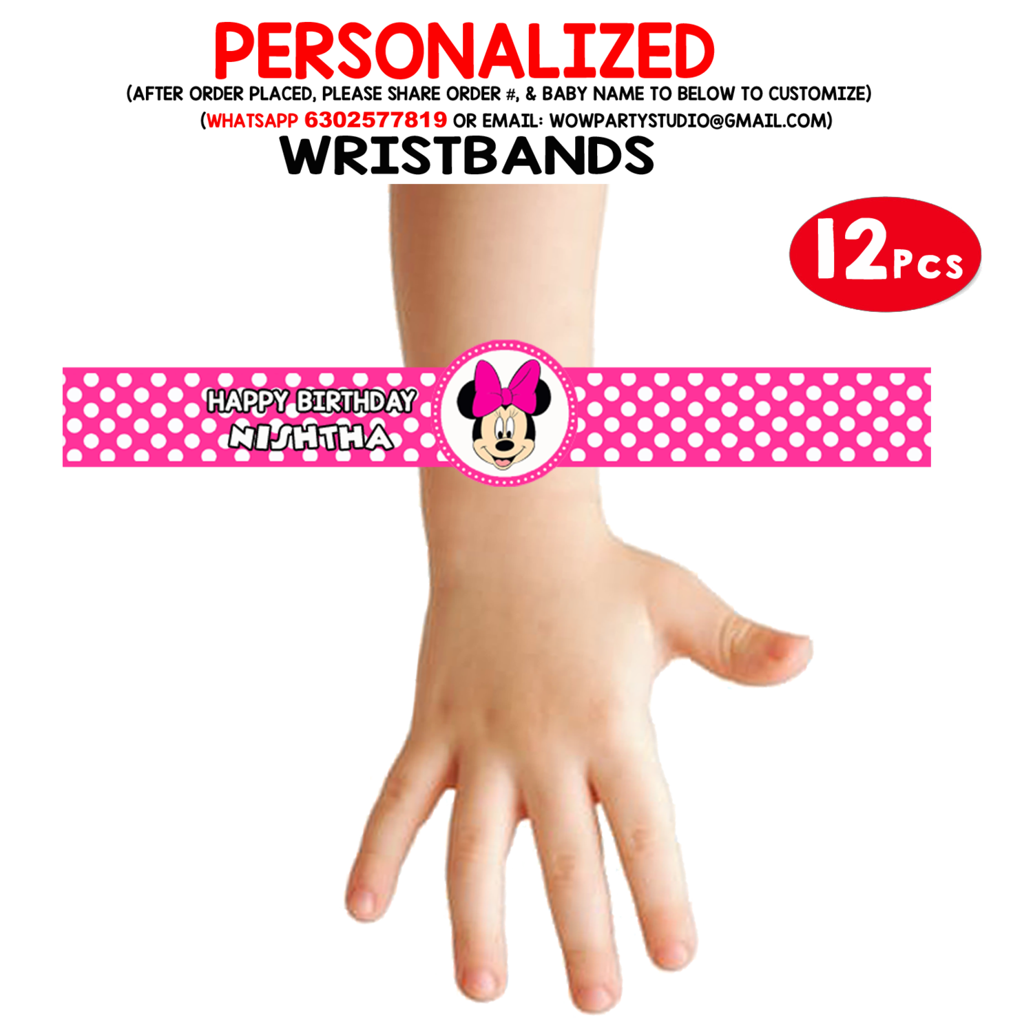Minnie Mouse Wristbands (12 Pcs)