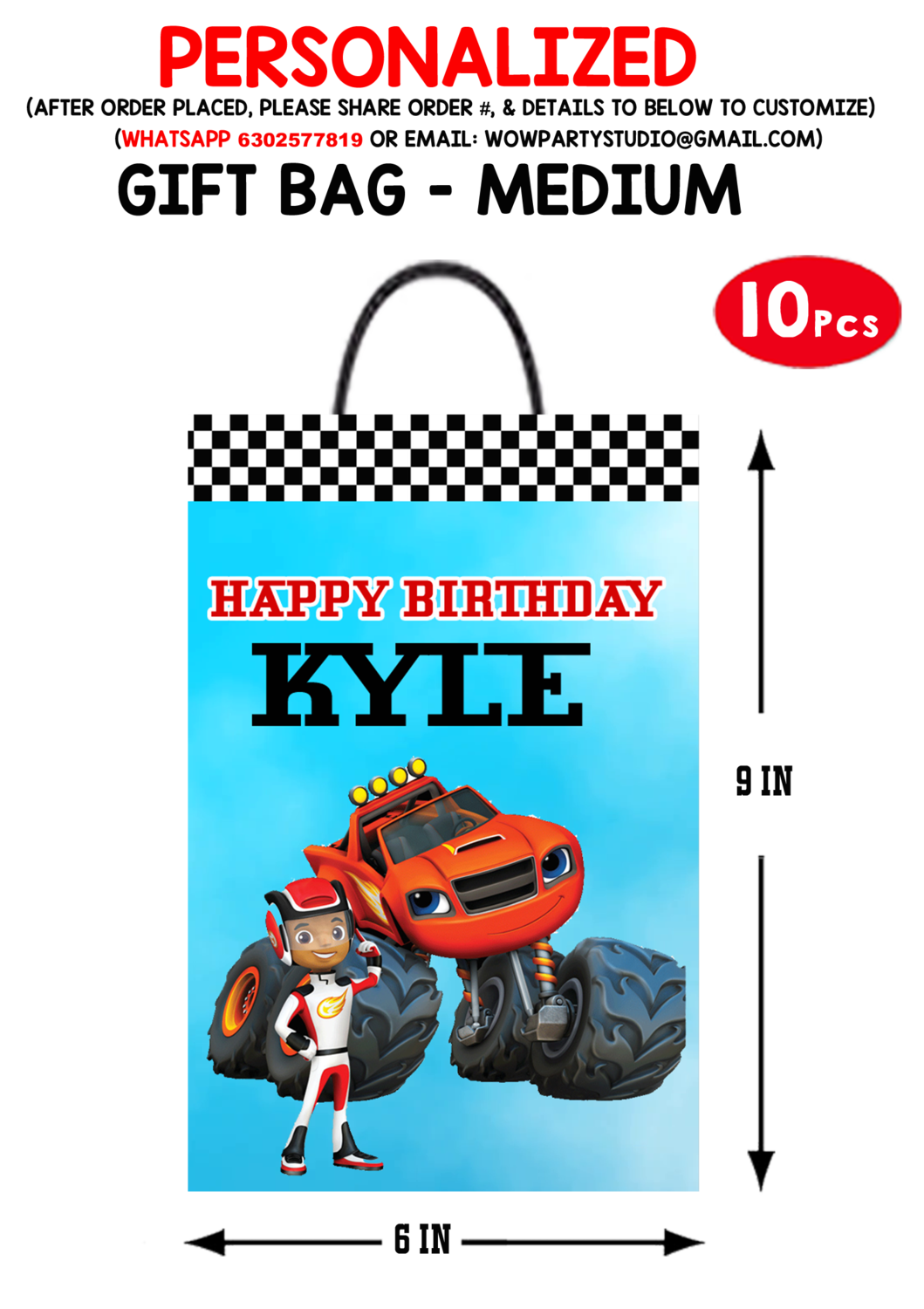 Blaze and the Monster Machine Theme - Gift Bag Medium (10 Pcs)