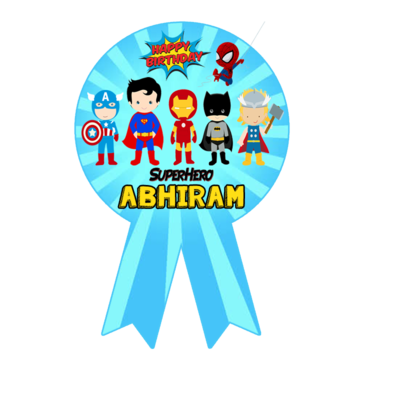 Super Hero Theme Birthday Badges (10 Pcs)