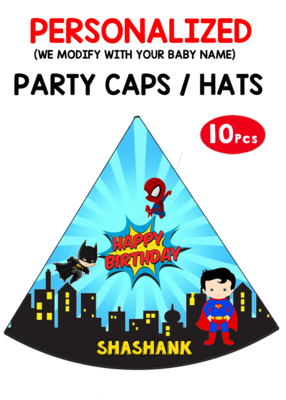 Super Hero - Party Caps / Hats (10 Pcs)