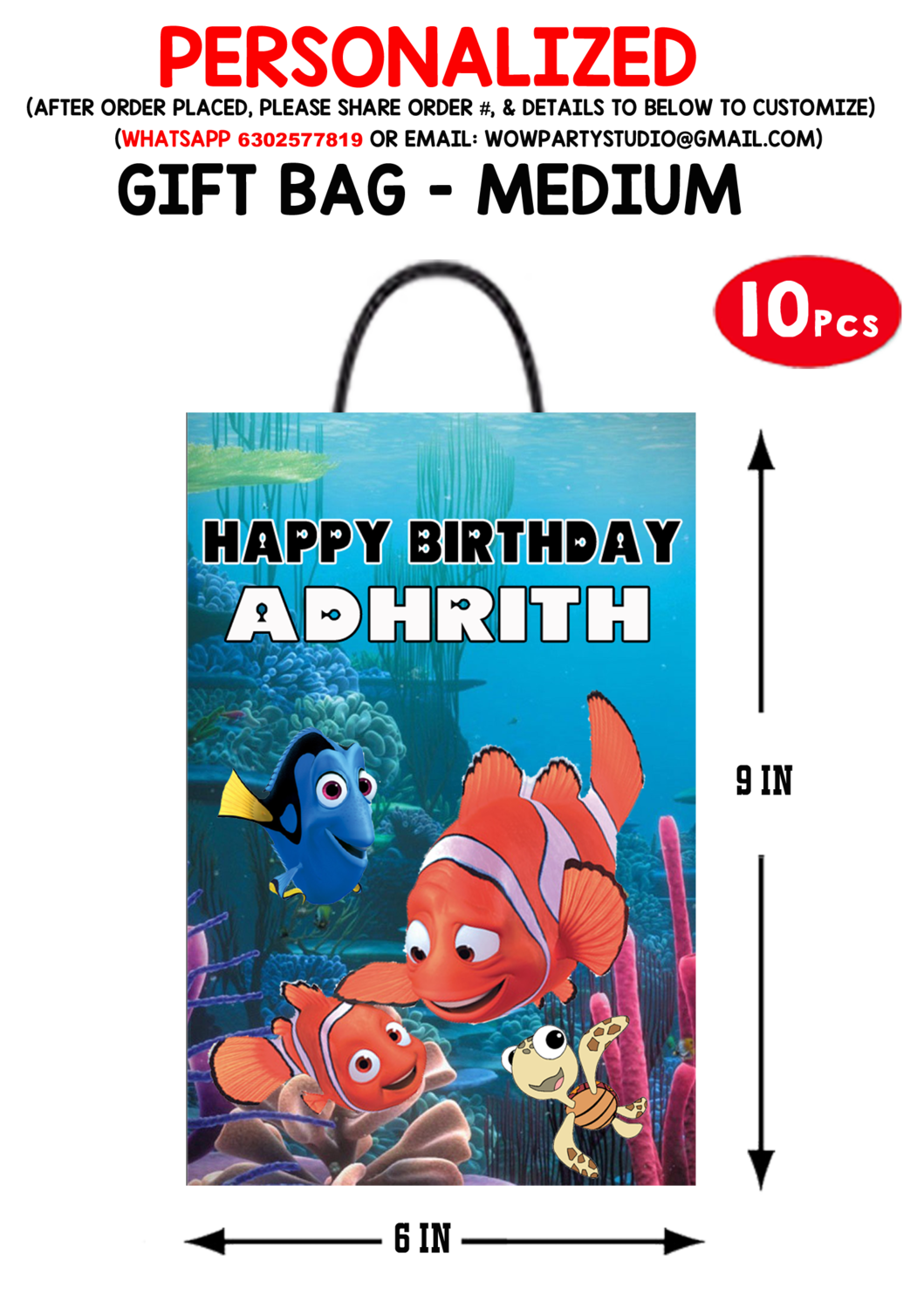 Finding Nemo Theme - Gift Bag Medium (10 Pcs)
