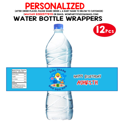 Baby Shark Water Bottle Wrappers (10Pcs)