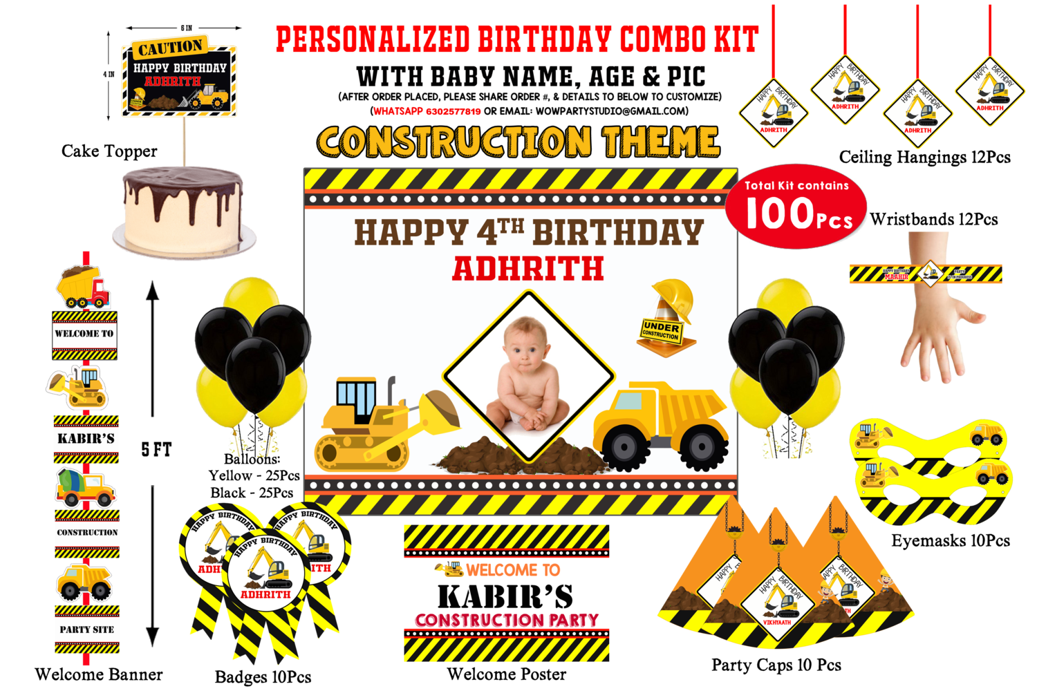 Construction Theme - Birthday Party Combo Kit