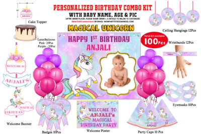 Unicorn Theme - Birthday Party Combo Kit