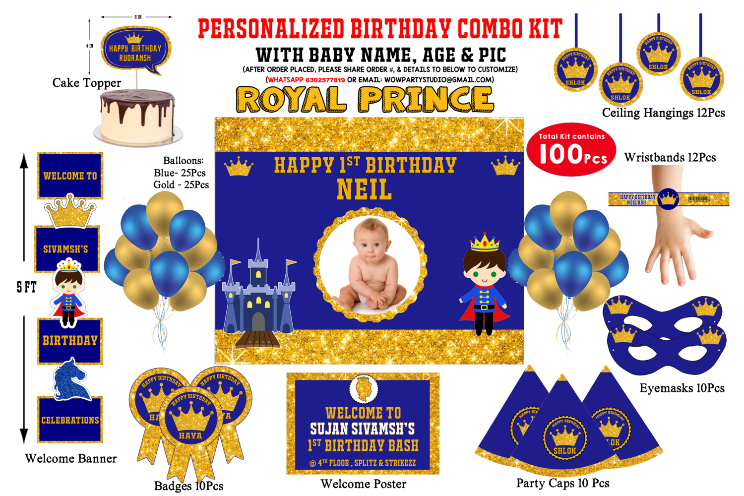 Royal Prince Theme - Combo Kit 100Pcs
