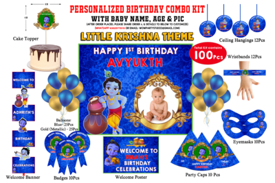 Little Krishna Theme - Birthday Party Combo Kit