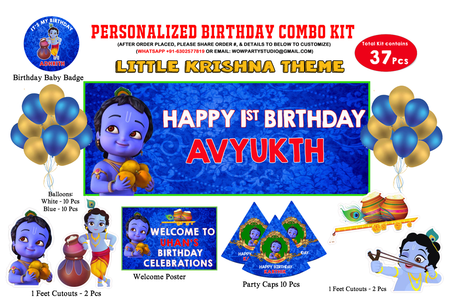 Little Krishna Theme - Combo Kit 37Pcs