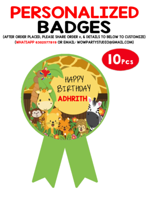 Jungle Theme Birthday Badges (10 Pcs)