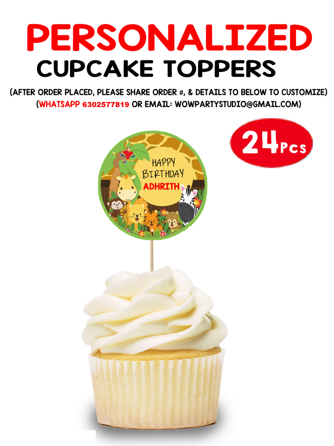 Jungle Cupcake Topper (24 Pcs)