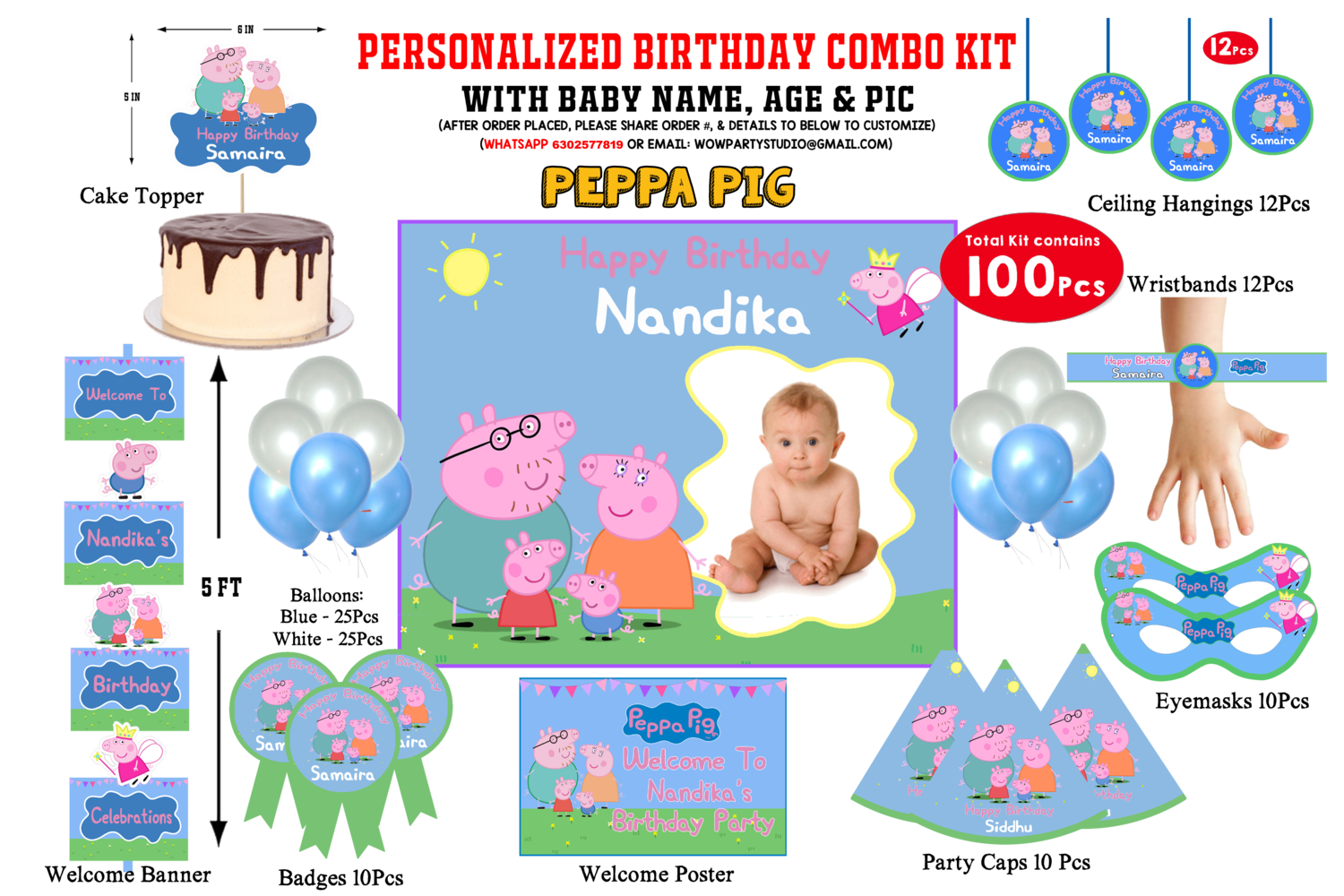 Peppa Pig - Birthday Party Combo Kit 100Pcs