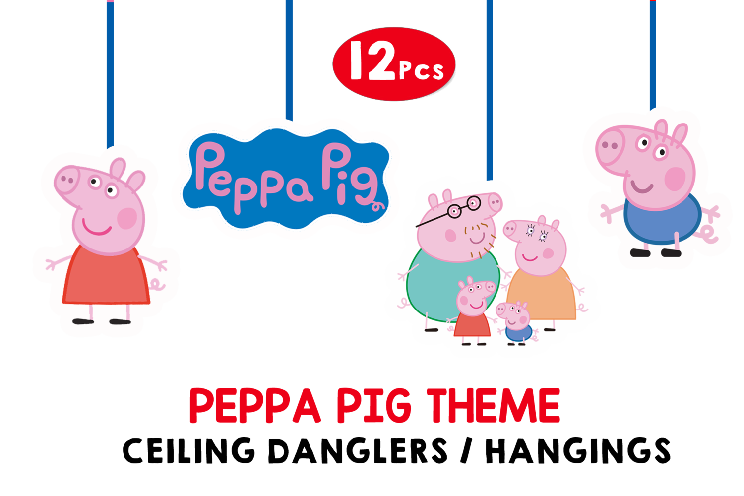 Peppa Pig Hangings / Danglers (12 Pcs) Non-customised