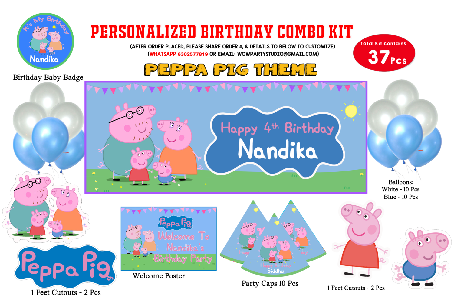 Peppa Pig Theme - Combo Kit 37Pcs