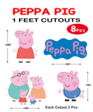 Peppa Pig Cutouts (1ft) - 8 Pcs