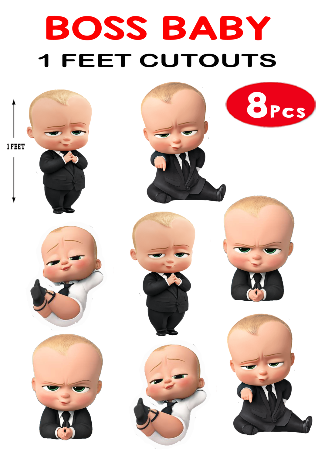 Boss Baby Cutouts (1ft) - 8 Pcs