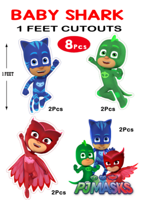PJ Masks Cutouts (1ft) - 8 Pcs