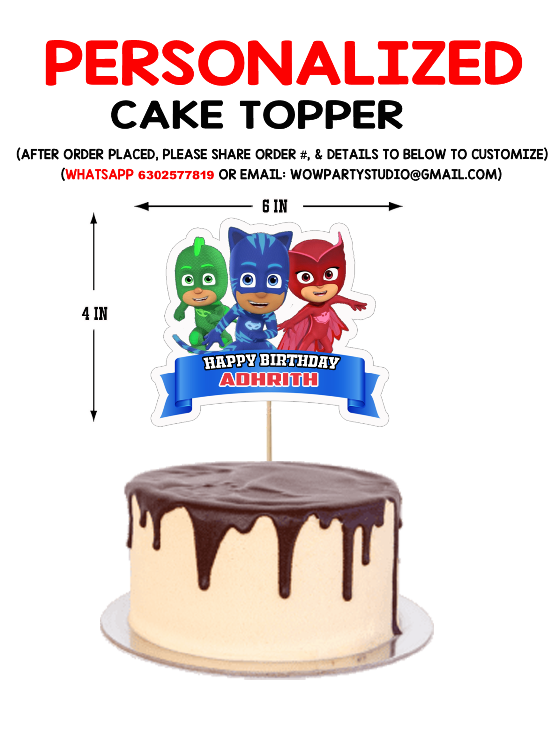 PJ Mask Theme - Cake Topper Combo