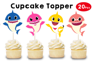 Baby Shark  Theme Cupcake Shape Topper (20 Pcs)
